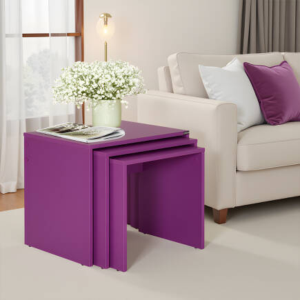 Trıple Zigon Sehpa - Mor 55x47x40 cm (GxYxD) 