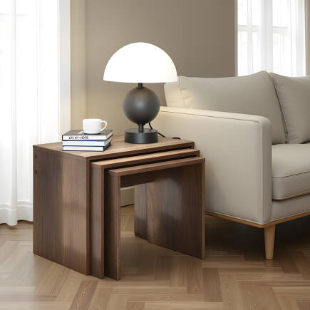 Trıple Zigon Sehpa - Koyu Ceviz (Oslo Ceviz) 55x47x40 cm (GxYxD) 