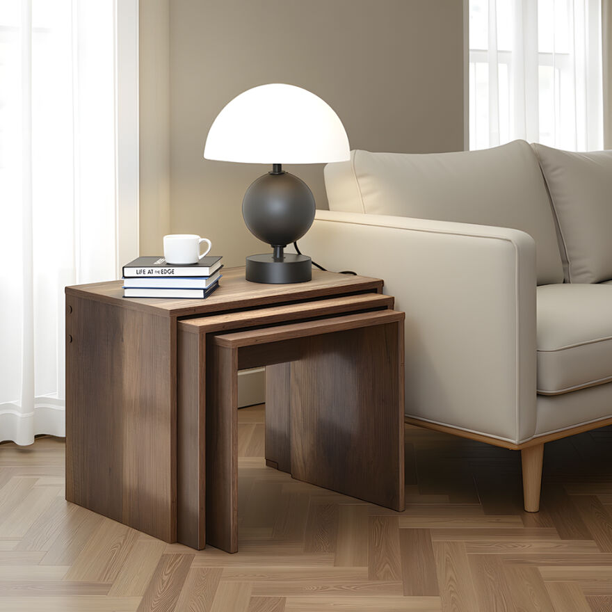 Trıple Zigon Sehpa - Koyu Ceviz (Oslo Ceviz) 55x47x40 cm (GxYxD) - 1