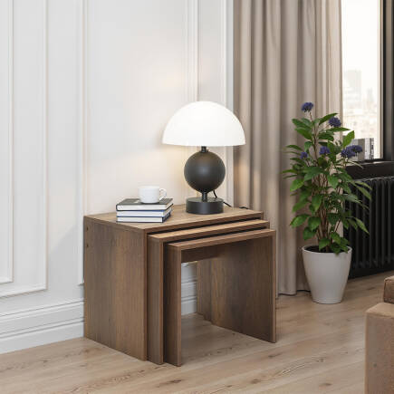 Trıple Zigon Sehpa - Koyu Ceviz (Oslo Ceviz) 55x47x40 cm (GxYxD) - 1