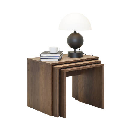 Trıple Zigon Sehpa - Koyu Ceviz (Oslo Ceviz) 55x47x40 cm (GxYxD) - 2
