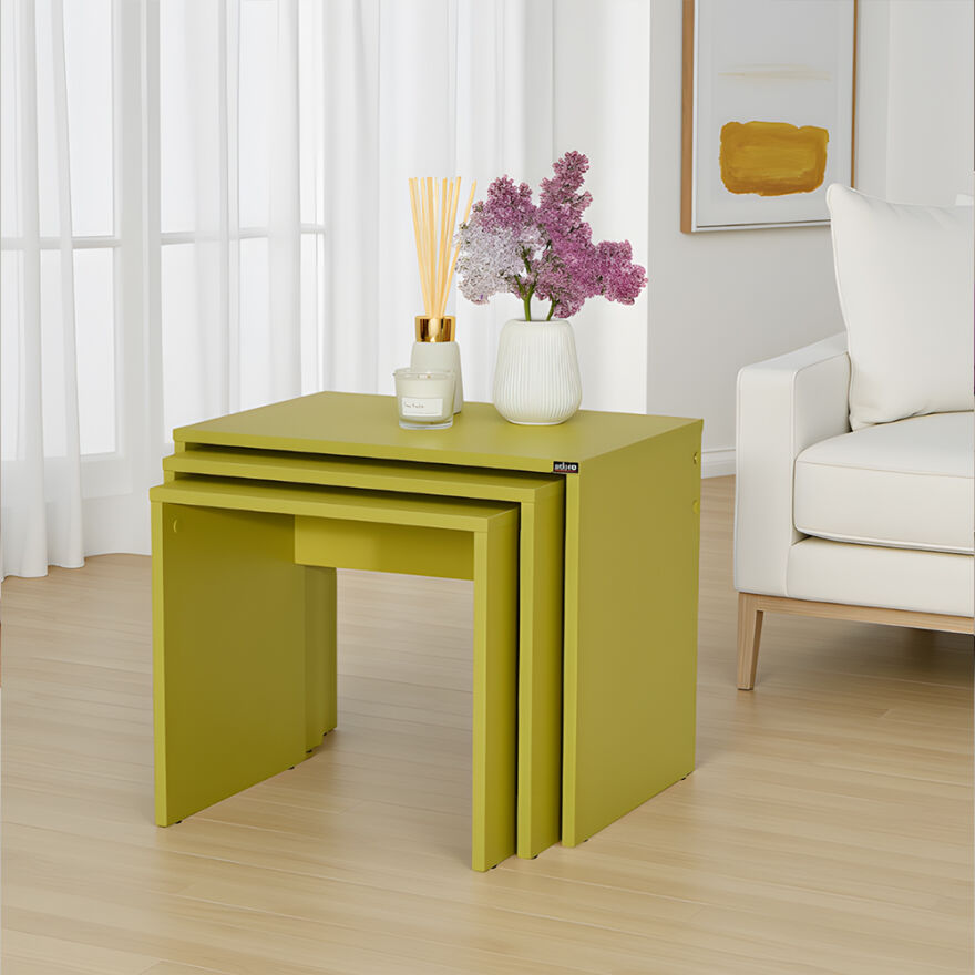 Trıple Zigon Sehpa - Yeşil 55x47x40 cm (GxYxD) - 9