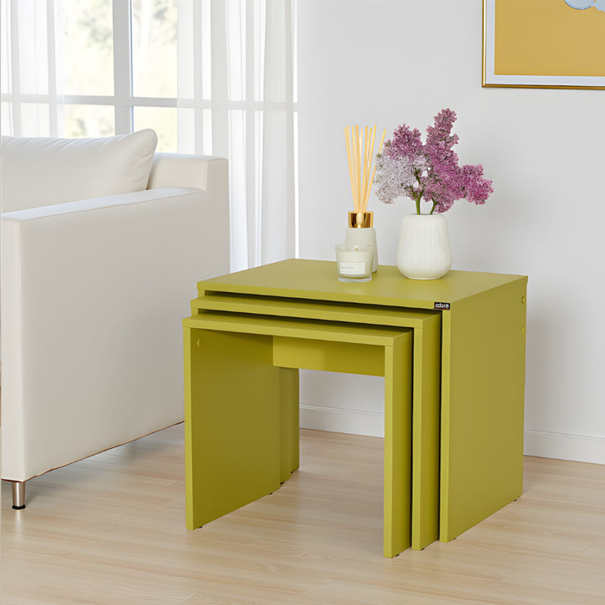Trıple Zigon Sehpa - Yeşil 55x47x40 cm (GxYxD) - 1