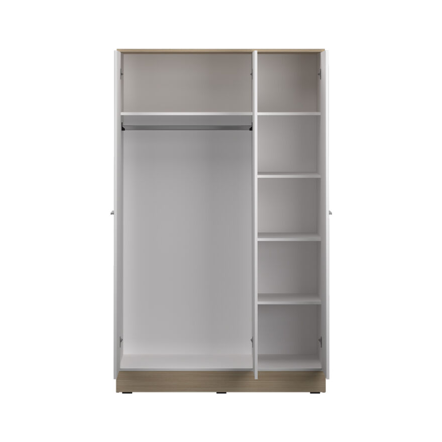 Base 3 Kapaklı Gardırop - İtalyan Meşe-Mat Beyaz 120x198x52 cm (GxYxD) - 9