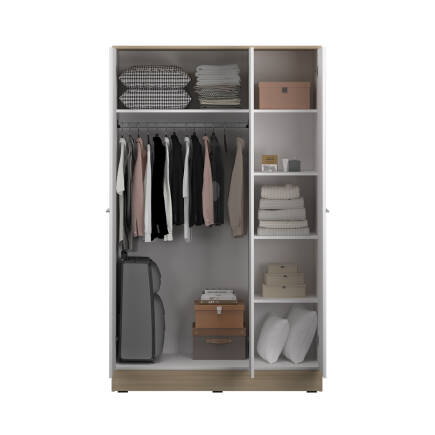 Base 3 Kapaklı Gardırop - İtalyan Meşe-Mat Beyaz 120x198x52 cm (GxYxD) - 6