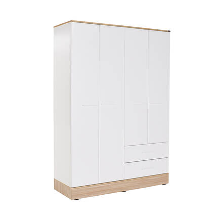 Base 4 Kapaklı 2 Çekmeceli Gardırop-İtalyan Meşe-Mat Beyaz 137x198x52 cm (GxYxD) - 2