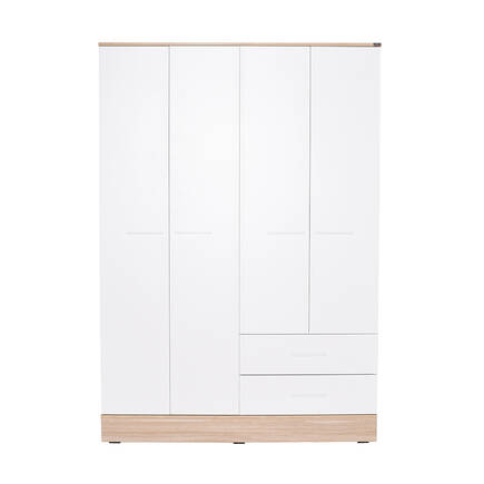 Base 4 Kapaklı 2 Çekmeceli Gardırop-İtalyan Meşe-Mat Beyaz 137x198x52 cm (GxYxD) - 9