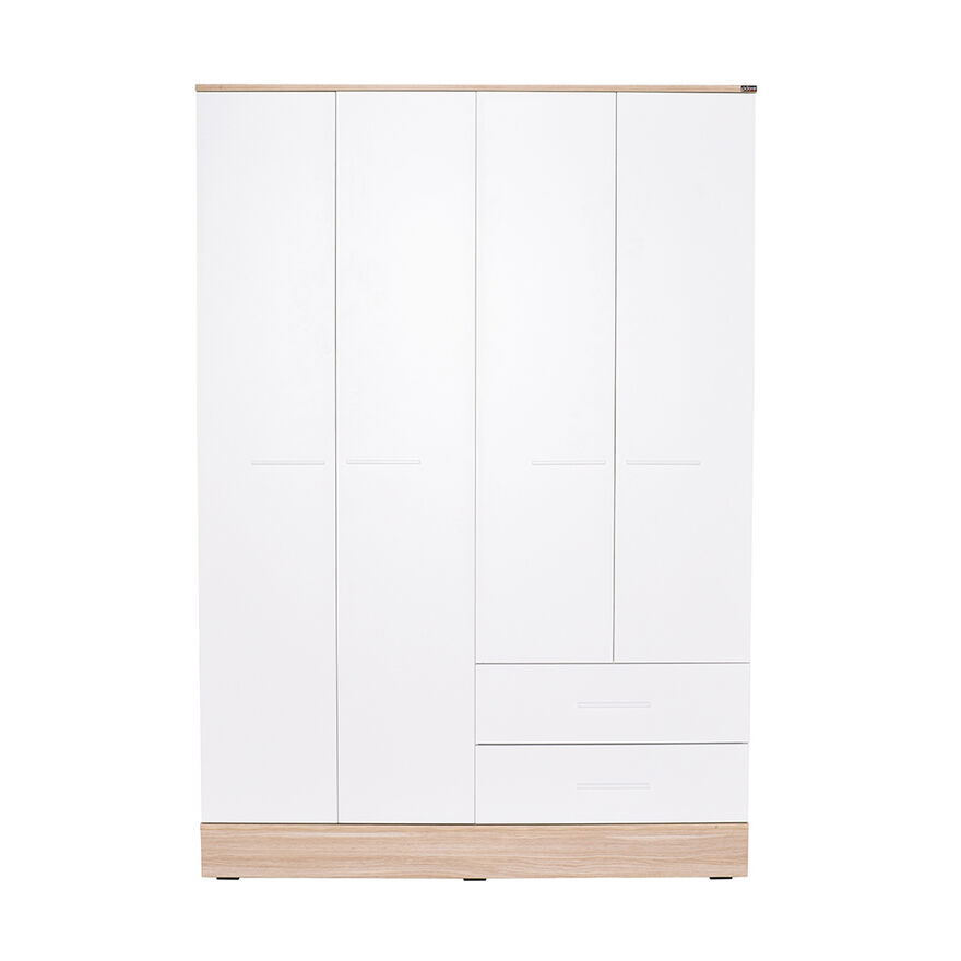 Base 4 Kapaklı 2 Çekmeceli Gardırop-İtalyan Meşe-Mat Beyaz 137x198x52 cm (GxYxD) - 9