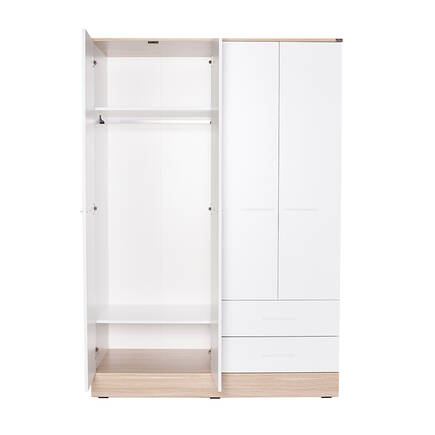 Base 4 Kapaklı 2 Çekmeceli Gardırop-İtalyan Meşe-Mat Beyaz 137x198x52 cm (GxYxD) - 11