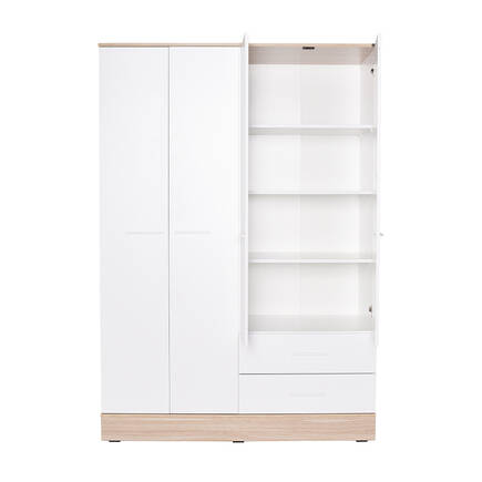 Base 4 Kapaklı 2 Çekmeceli Gardırop-İtalyan Meşe-Mat Beyaz 137x198x52 cm (GxYxD) - 12