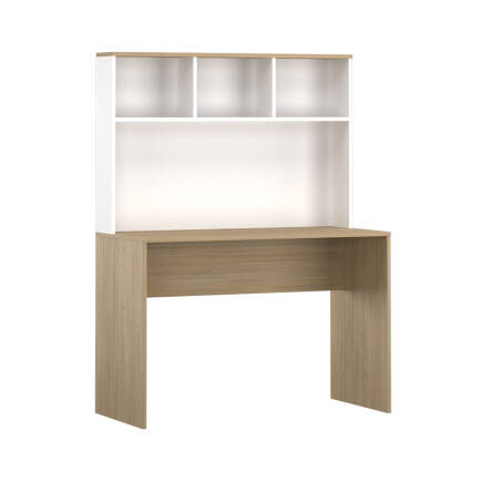 Base Raflı Çalışma Masası-İtalyan Meşe-Mat Beyaz 110x149x52 cm (GxYxD) - 5