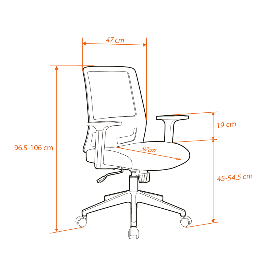 Base Ofis ve Çalışma Sandalyesi-Siyah File 55x96,5-106x63 cm (GxYxD) - 5