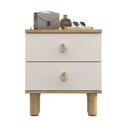 Bohem 2 Çekmeceli Komodin - Florida Meşe/Vizon 51x58x45 cm - 4