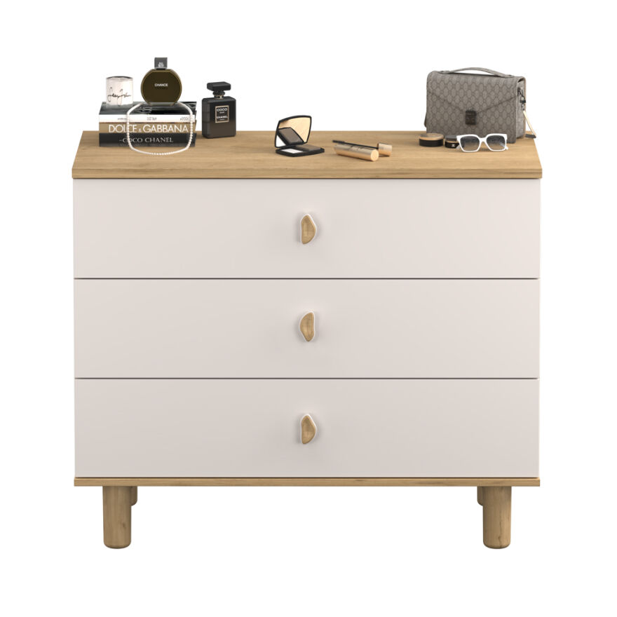 Bohem 3 Çekmeceli Şifonyer - Florida Meşe/Vizon 103x87x45 cm - 5