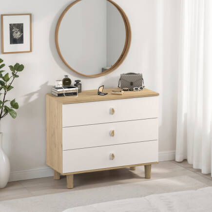 Bohem 3 Çekmeceli Şifonyer - Florida Meşe/Vizon 103x87x45 cm - 1