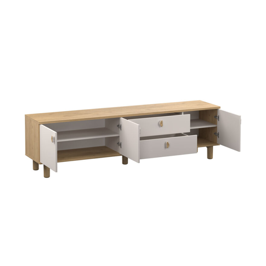 Bohem 3 Kapaklı 2 Çekmeceli Tv Ünitesi Florida Meşe-Vizon 207x58x45 cm - 8