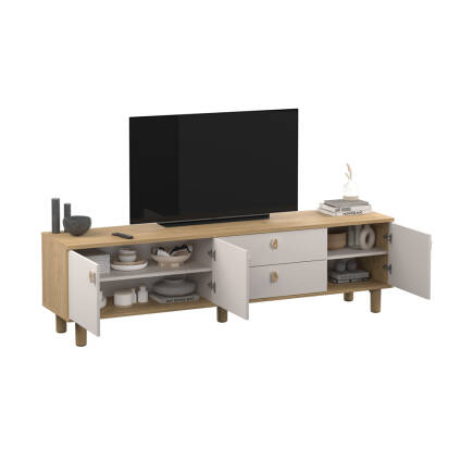 Bohem 3 Kapaklı 2 Çekmeceli Tv Ünitesi Florida Meşe-Vizon 207x58x45 cm - 4