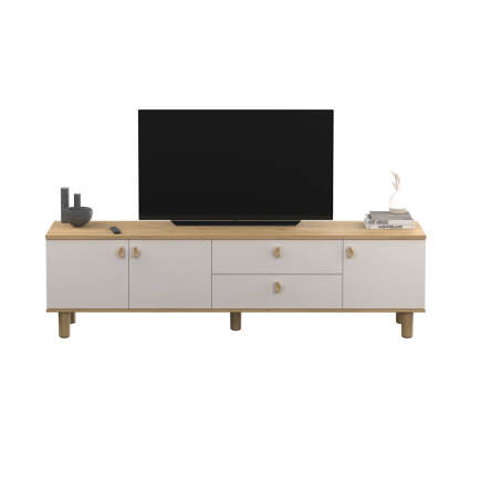 Bohem 3 Kapaklı 2 Çekmeceli Tv Ünitesi Florida Meşe-Vizon 207x58x45 cm - 5