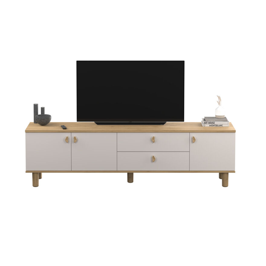 Bohem 3 Kapaklı 2 Çekmeceli Tv Ünitesi Florida Meşe-Vizon 207x58x45 cm - 5