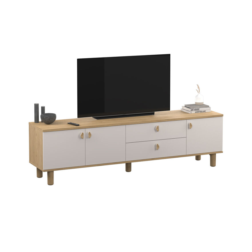 Bohem 3 Kapaklı 2 Çekmeceli Tv Ünitesi Florida Meşe-Vizon 207x58x45 cm - 3
