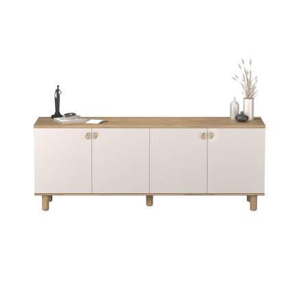 Bohem 4 Kapaklı İç Çekmeceli Konsol - Florida Meşe/Vizon 207x79x45 cm - 5