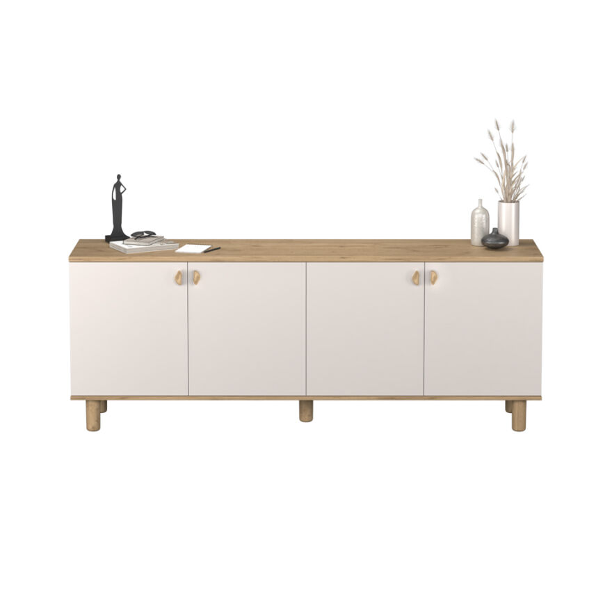 Bohem 4 Kapaklı İç Çekmeceli Konsol - Florida Meşe/Vizon 207x79x45 cm - 5