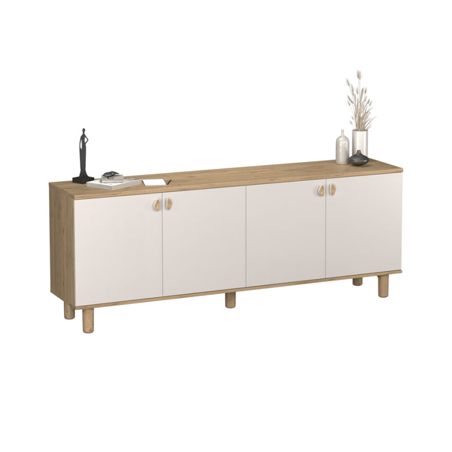 Bohem 4 Kapaklı İç Çekmeceli Konsol - Florida Meşe/Vizon 207x79x45 cm - 6