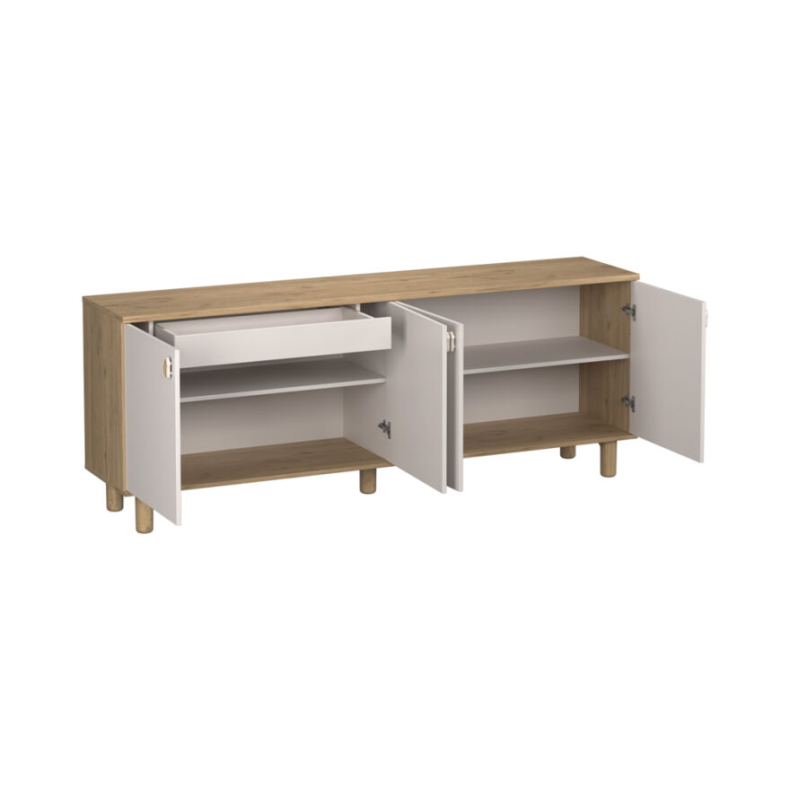 Bohem 4 Kapaklı İç Çekmeceli Konsol - Florida Meşe/Vizon 207x79x45 cm - 7