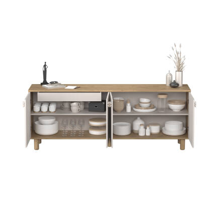 Bohem 4 Kapaklı İç Çekmeceli Konsol - Florida Meşe/Vizon 207x79x45 cm - 3