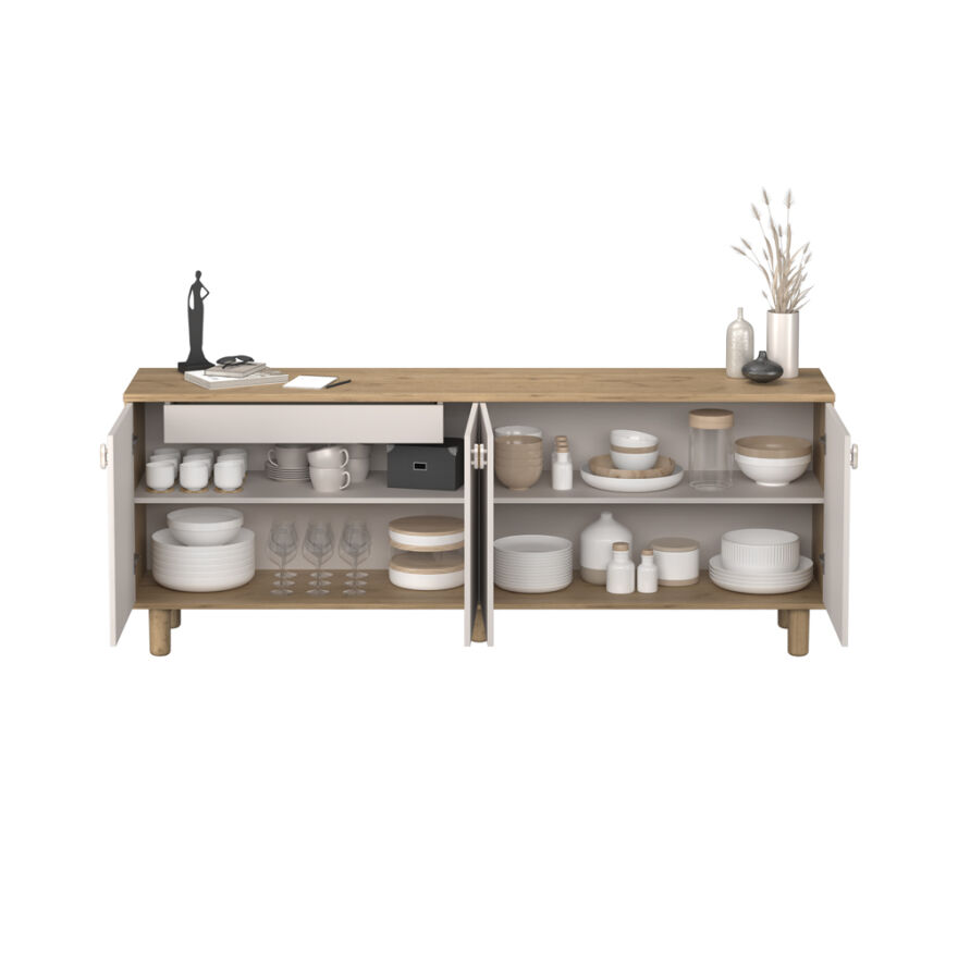 Bohem 4 Kapaklı İç Çekmeceli Konsol - Florida Meşe/Vizon 207x79x45 cm - 3