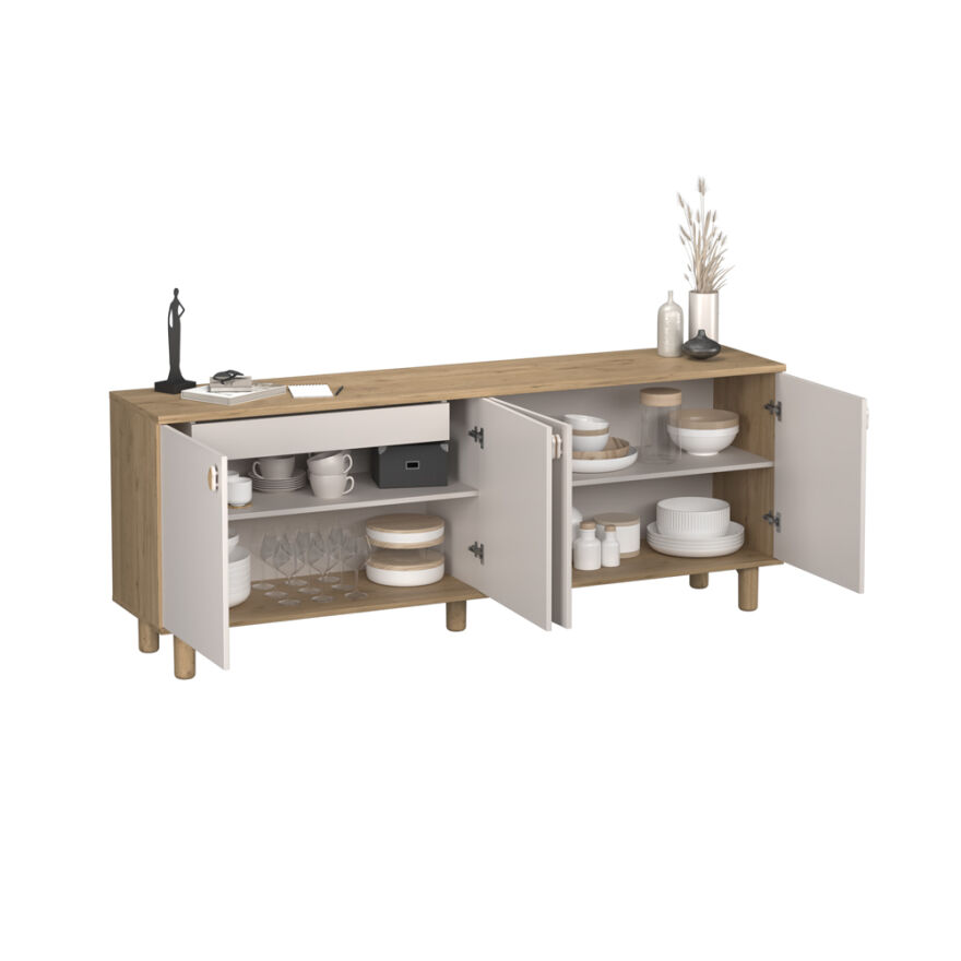 Bohem 4 Kapaklı İç Çekmeceli Konsol - Florida Meşe/Vizon 207x79x45 cm - 4