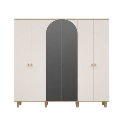 Bohem 6 Kapaklı Aynalı Gardırop - Florida Meşe/Vizon 240x226x60 cm - 7