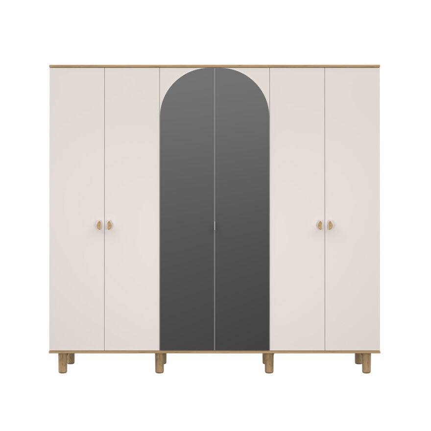 Bohem 6 Kapaklı Aynalı Gardırop - Florida Meşe/Vizon 240x226x60 cm - 7