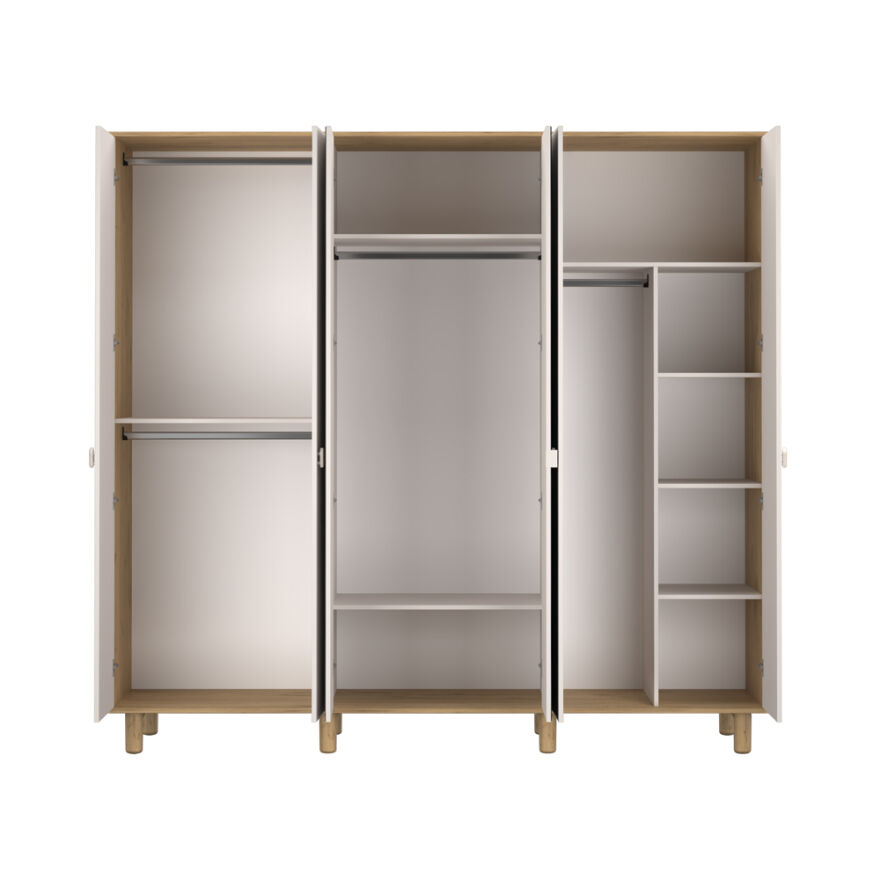 Bohem 6 Kapaklı Aynalı Gardırop - Florida Meşe/Vizon 240x226x60 cm - 8