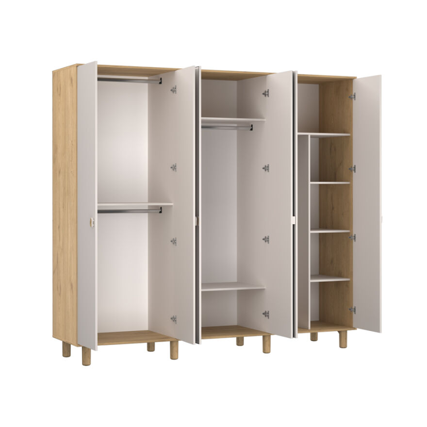 Bohem 6 Kapaklı Aynalı Gardırop - Florida Meşe/Vizon 240x226x60 cm - 6