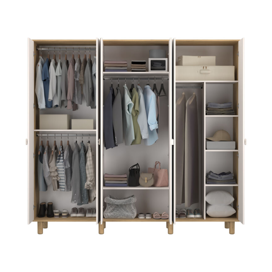 Bohem 6 Kapaklı Aynalı Gardırop - Florida Meşe/Vizon 240x226x60 cm - 4