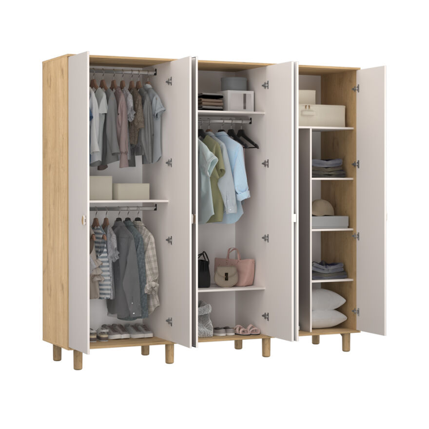 Bohem 6 Kapaklı Aynalı Gardırop - Florida Meşe/Vizon 240x226x60 cm - 3