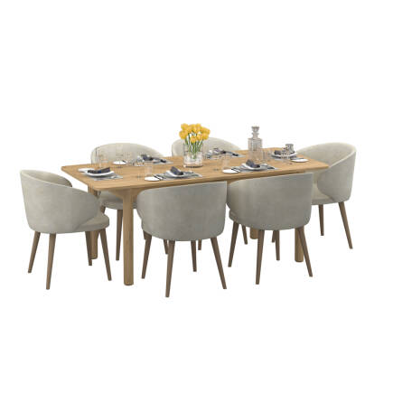 Bohem Açılır Yemek Masası Florida Meşe 160-200x78x90 cm - 9