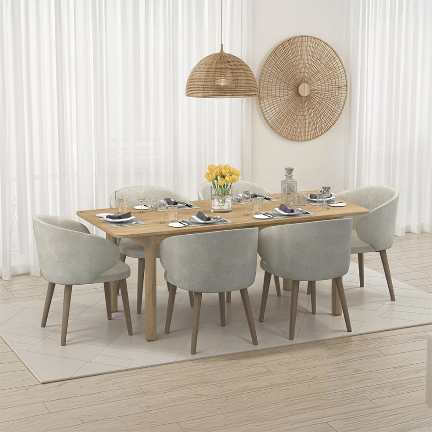 Bohem Açılır Yemek Masası Florida Meşe 160-200x78x90 cm - 1