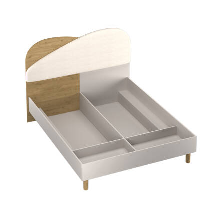 Bohem Bazalı Çift Kişilik Karyola - Florida Meşe/Vizon 171x130x205 cm - 5