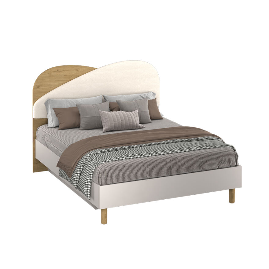 Bohem Bazalı Çift Kişilik Karyola - Florida Meşe/Vizon 171x130x205 cm - 2