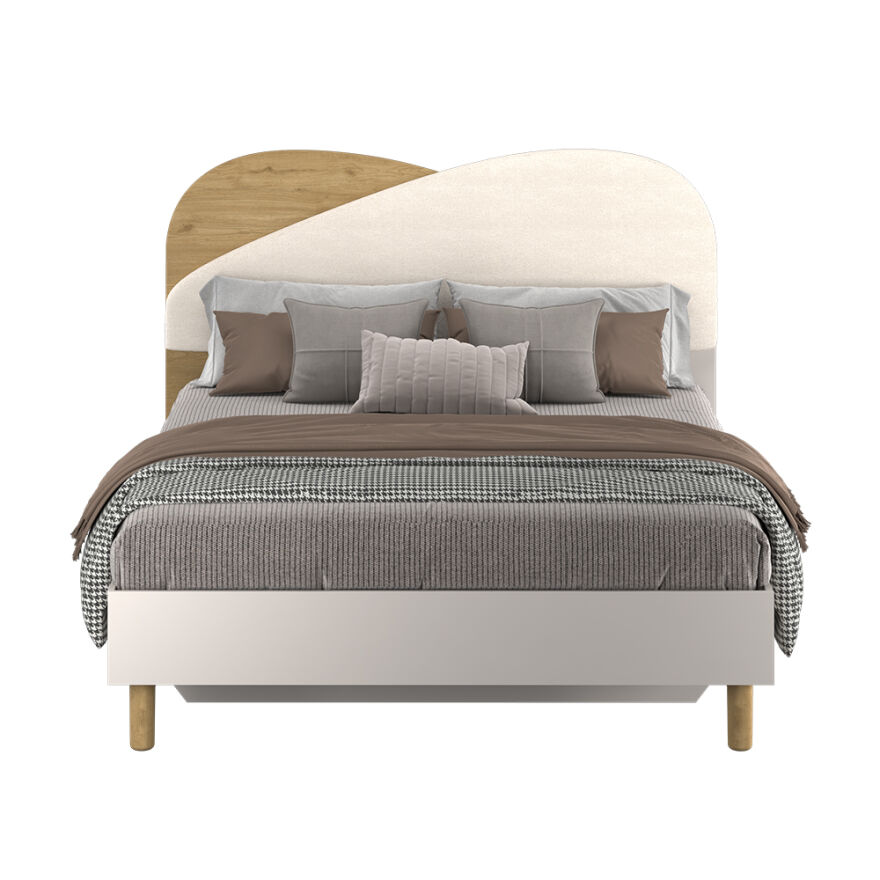 Bohem Bazalı Çift Kişilik Karyola - Florida Meşe/Vizon 171x130x205 cm - 3