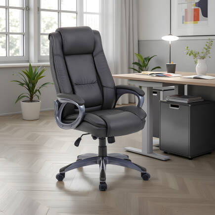 Boston Ofis Koltuğu Suni Deri - Siyah 65x114-121,5x81 cm (GxYxD) - 2