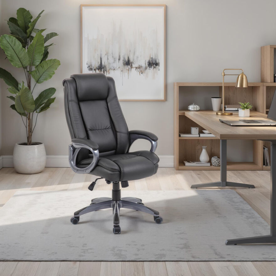 Boston Ofis Koltuğu Suni Deri - Siyah 65x114-121,5x81 cm (GxYxD) - 4