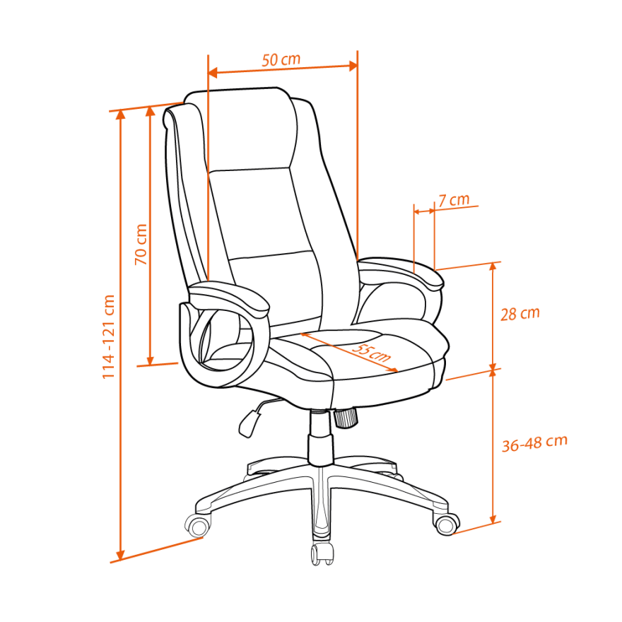 Boston Yönetici Koltuğu Suni Deri - Kahverengi 65x114-121,5x81 cm - 10