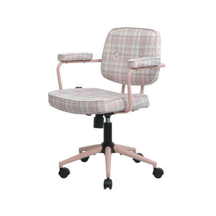 Button Çalışma Sandalyesi Ekose Kumaş - Pembe 64x86-96x63,5 cm - 8