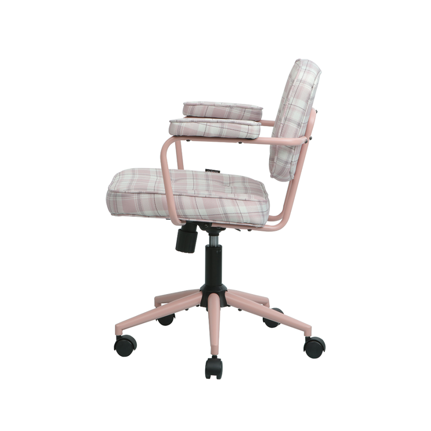 Button Çalışma Sandalyesi Ekose Kumaş - Pembe 64x86-96x63,5 cm - 7