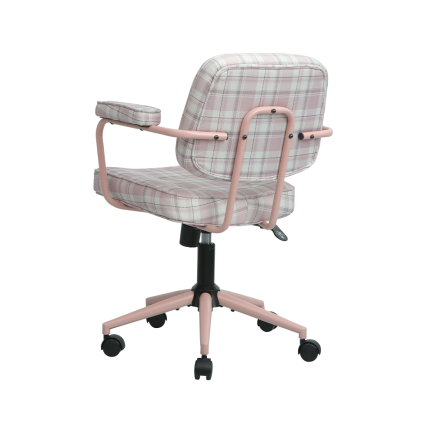 Button Çalışma Sandalyesi Ekose Kumaş - Pembe 64x86-96x63,5 cm - 6