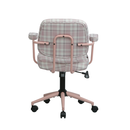 Button Çalışma Sandalyesi Ekose Kumaş - Pembe 64x86-96x63,5 cm - 5