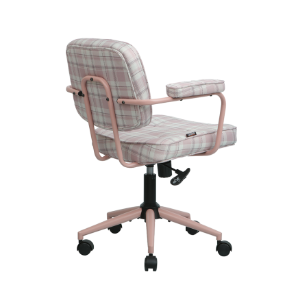 Button Çalışma Sandalyesi Ekose Kumaş - Pembe 64x86-96x63,5 cm - 3